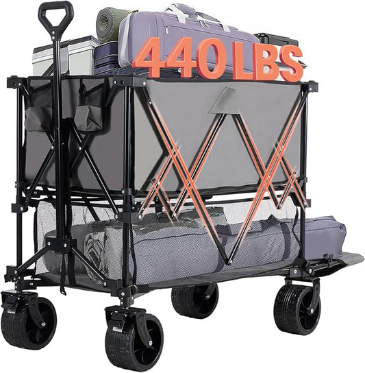 Double-Decker Truck with Brakes, 440-Pound Large-Capacity Truck Trolley Folding Truck