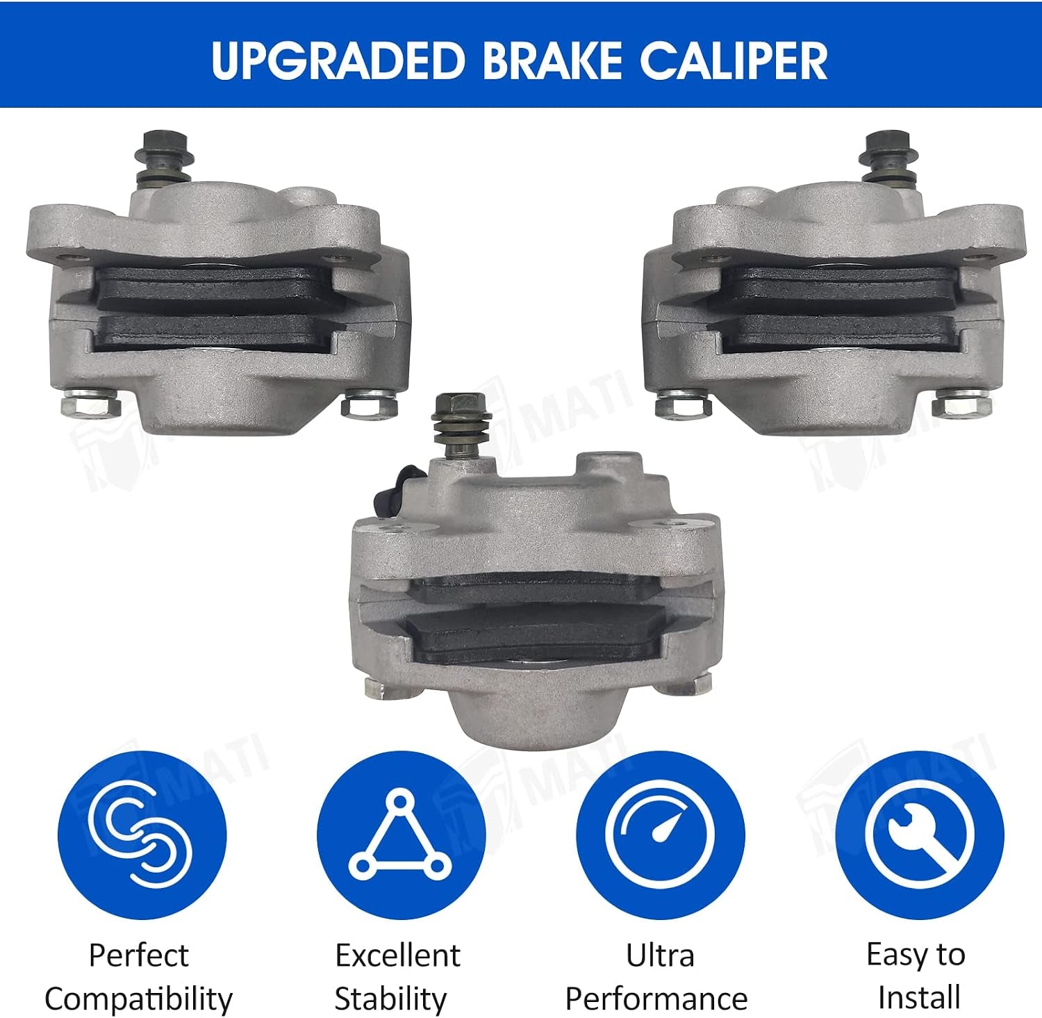 Front Left Right & Rear Brake Calipers for Arctic Cat ATV 250 300 375 400 454 500 with Pads 0402-011 0402-010 0402-011