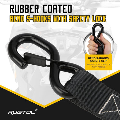 Ratchet Straps 1.5 Inch X 16 FT, 4988 LBS Break Strength Heavy Duty Ratcheting Tie down Straps with Safety S Hooks, Cargo Ratchet Strap for Moving Trailer Motorcycle ATV UTV Car Roof, 4 Pack