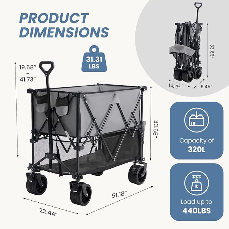 Double-Decker Truck with Brakes, 440-Pound Large-Capacity Truck Trolley Folding Truck