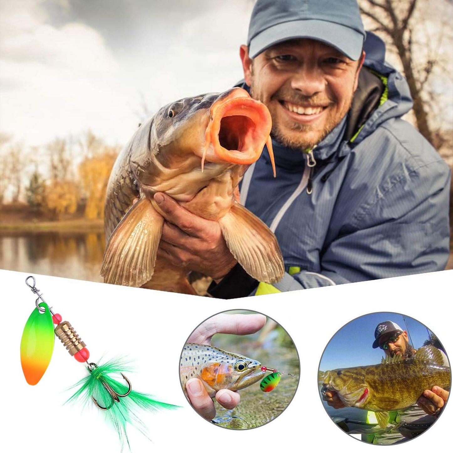 187/343Pcs Fishing Accessories Kit, Organized Fishing Tackle Box with Tackle Included, Fishing Hooks, Fishing Weights Sinkers, Fishing Gear and Equipment, Fishing Gift for Men