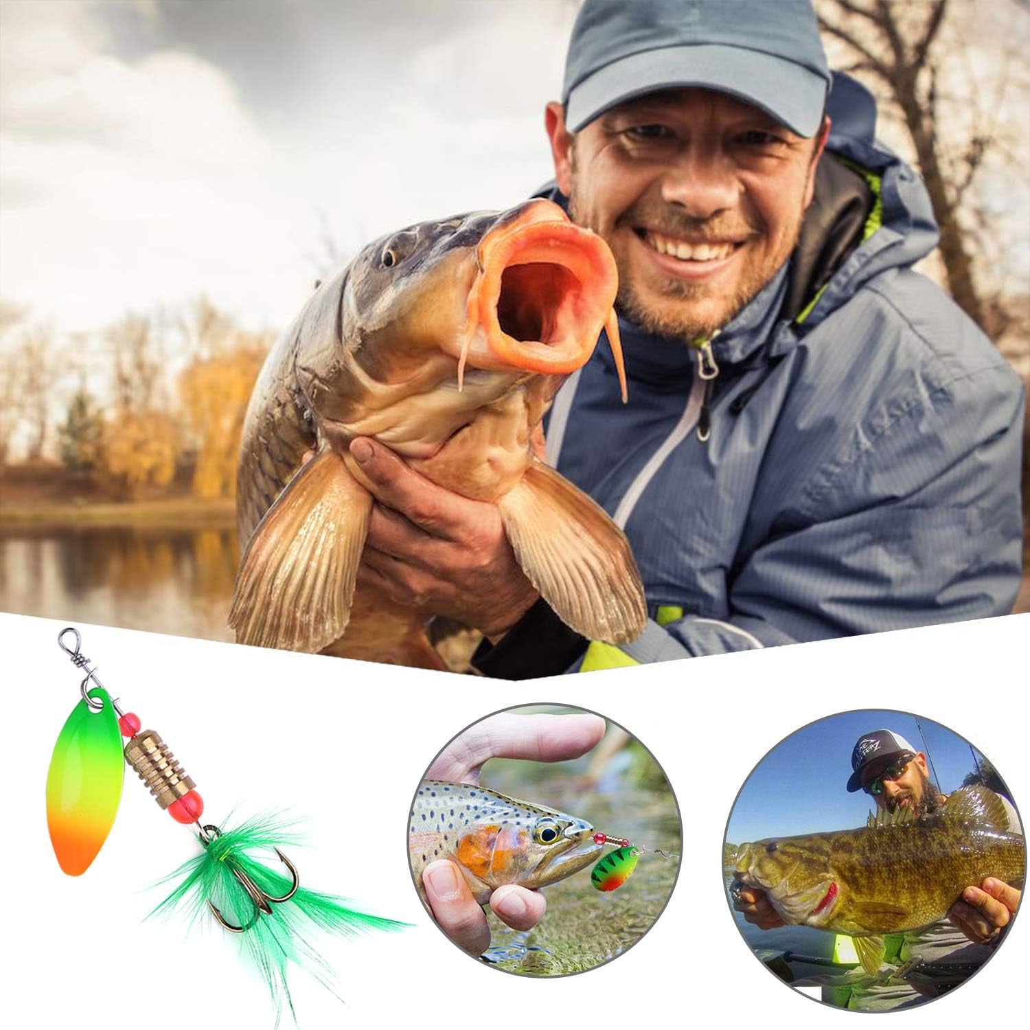 187/343Pcs Fishing Accessories Kit, Organized Fishing Tackle Box with Tackle Included, Fishing Hooks, Fishing Weights Sinkers, Fishing Gear and Equipment, Fishing Gift for Men