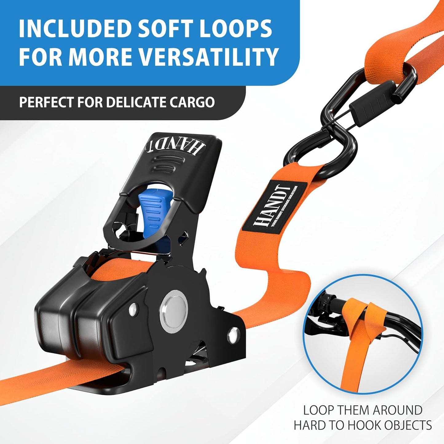 USA Based Retractable Ratchet Straps (2PK) 1In X 6Ft - 1,500Lb Break Strength, Heavy Duty Automatic Ratchet Straps Self Retractable Tie Down, Push Button Retracting Truck Trailer Cargo | Orange
