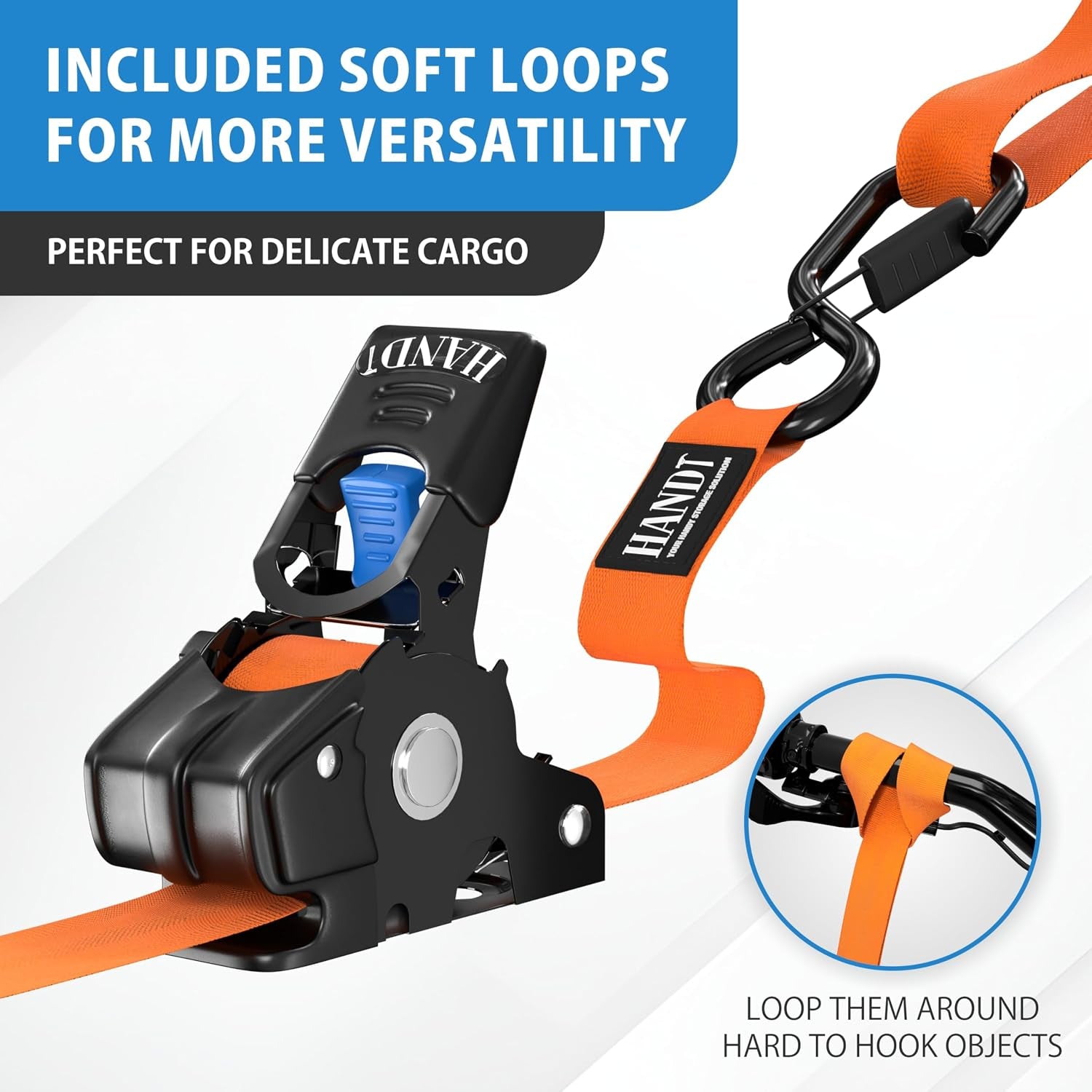 USA Based Retractable Ratchet Straps (2PK) 1In X 6Ft - 1,500Lb Break Strength, Heavy Duty Automatic Ratchet Straps Self Retractable Tie Down, Push Button Retracting Truck Trailer Cargo | Orange