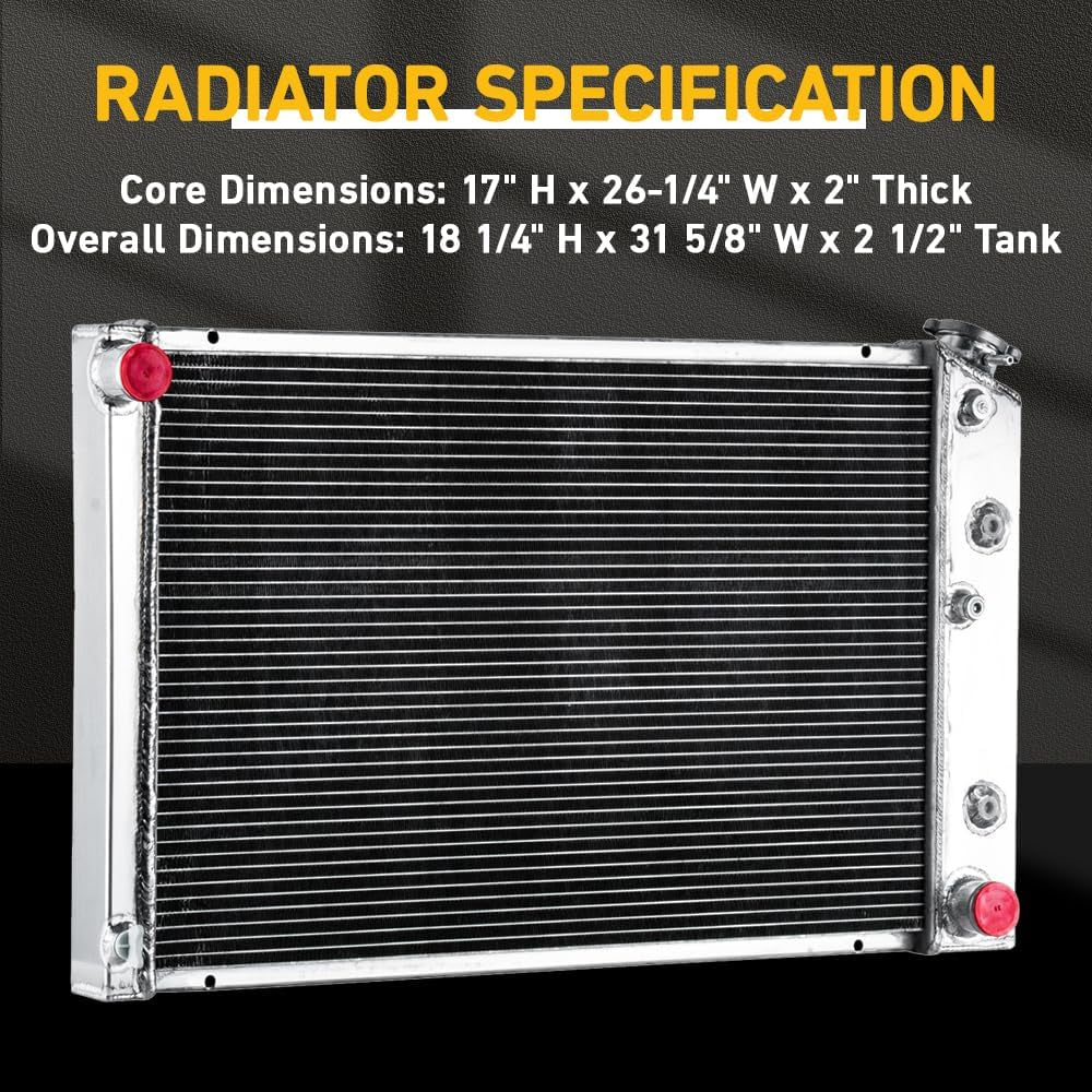 CC162 3Row Radiator for 1975-1979 Chevy Nova 1970-1972 Chevelle 1970-1981 Camaro for 1975-1980 C10 C20 C30 G10 G20 G30 K10 K20 K30 G-Body for 1975-88 Monte Carlo Oldsmobile Pontiac Aluminum Radiators