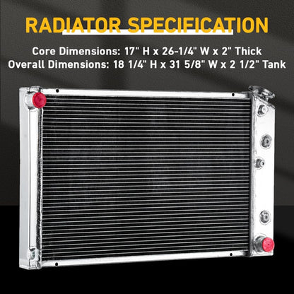 CC162 3Row Radiator for 1975-1979 Chevy Nova 1970-1972 Chevelle 1970-1981 Camaro for 1975-1980 C10 C20 C30 G10 G20 G30 K10 K20 K30 G-Body for 1975-88 Monte Carlo Oldsmobile Pontiac Aluminum Radiators