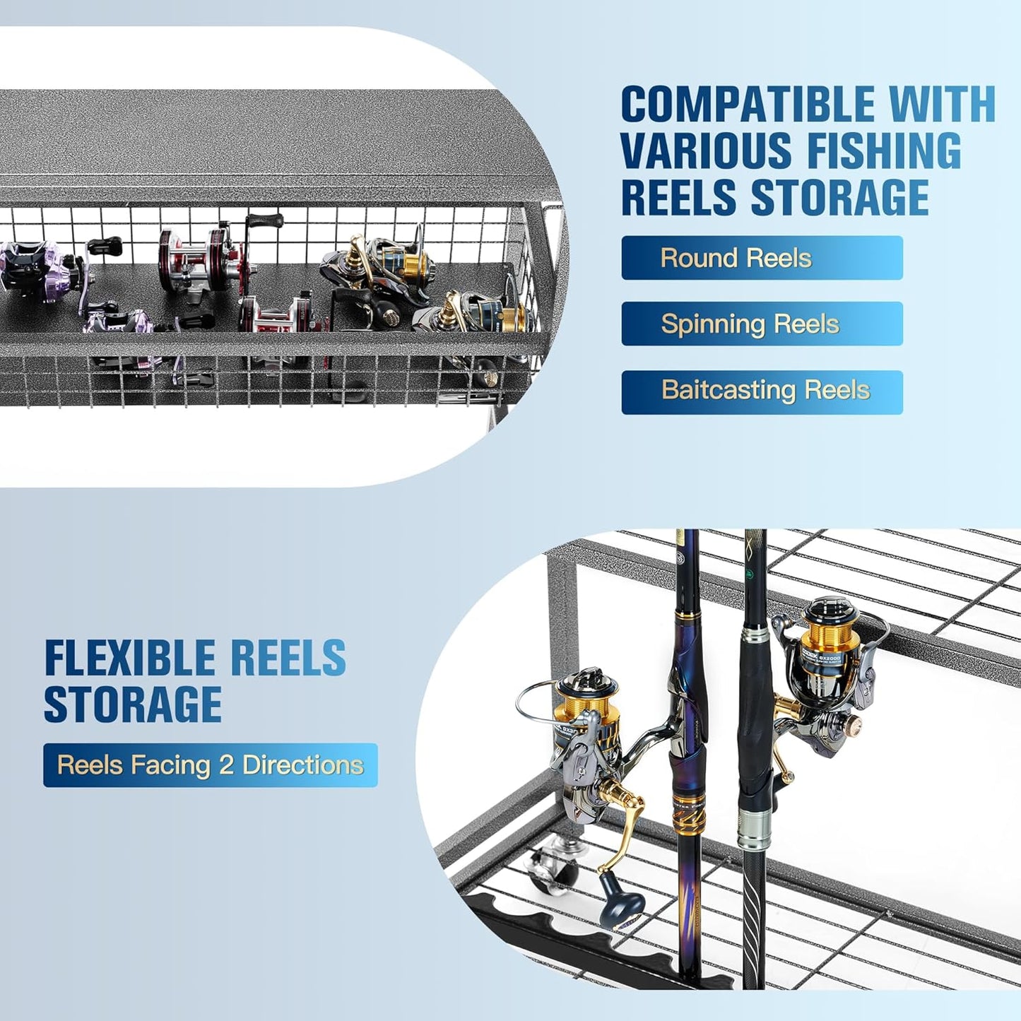 Fishing Rod Holder, Fishing Pole Holders for Garage, Fishing Rod Holders for Garage, Fishing Pole Holder for Rod Tackle Box Reel Storage, Premium Fishing Gifts for Men, Fishing Gear Organizer