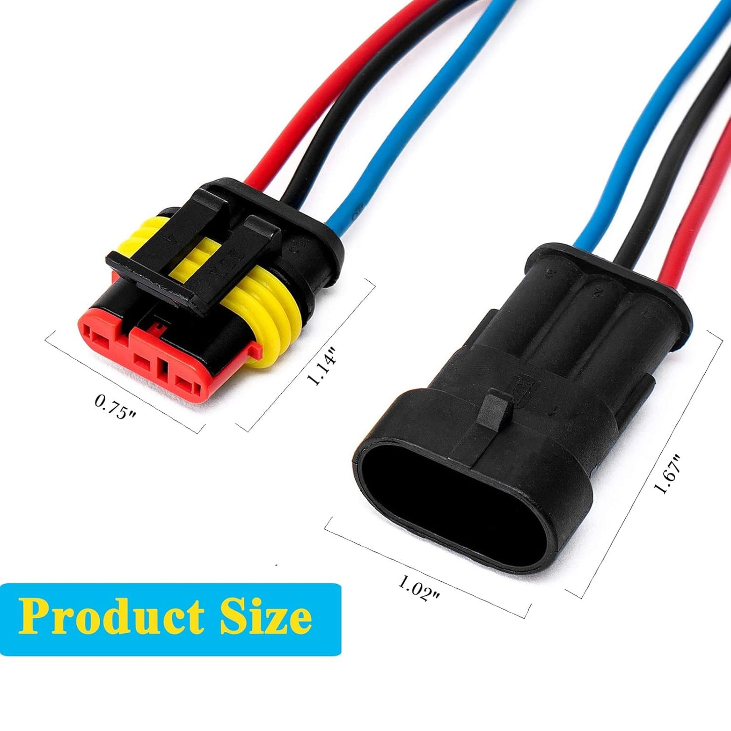 3 Sets Car Waterproof Electrical Connector,18 AWG 3 Pin Plug Auto Electrical Wire Connectors Marine for Car, Truck, Boat, and Other Wire Connections.(3 Sets)